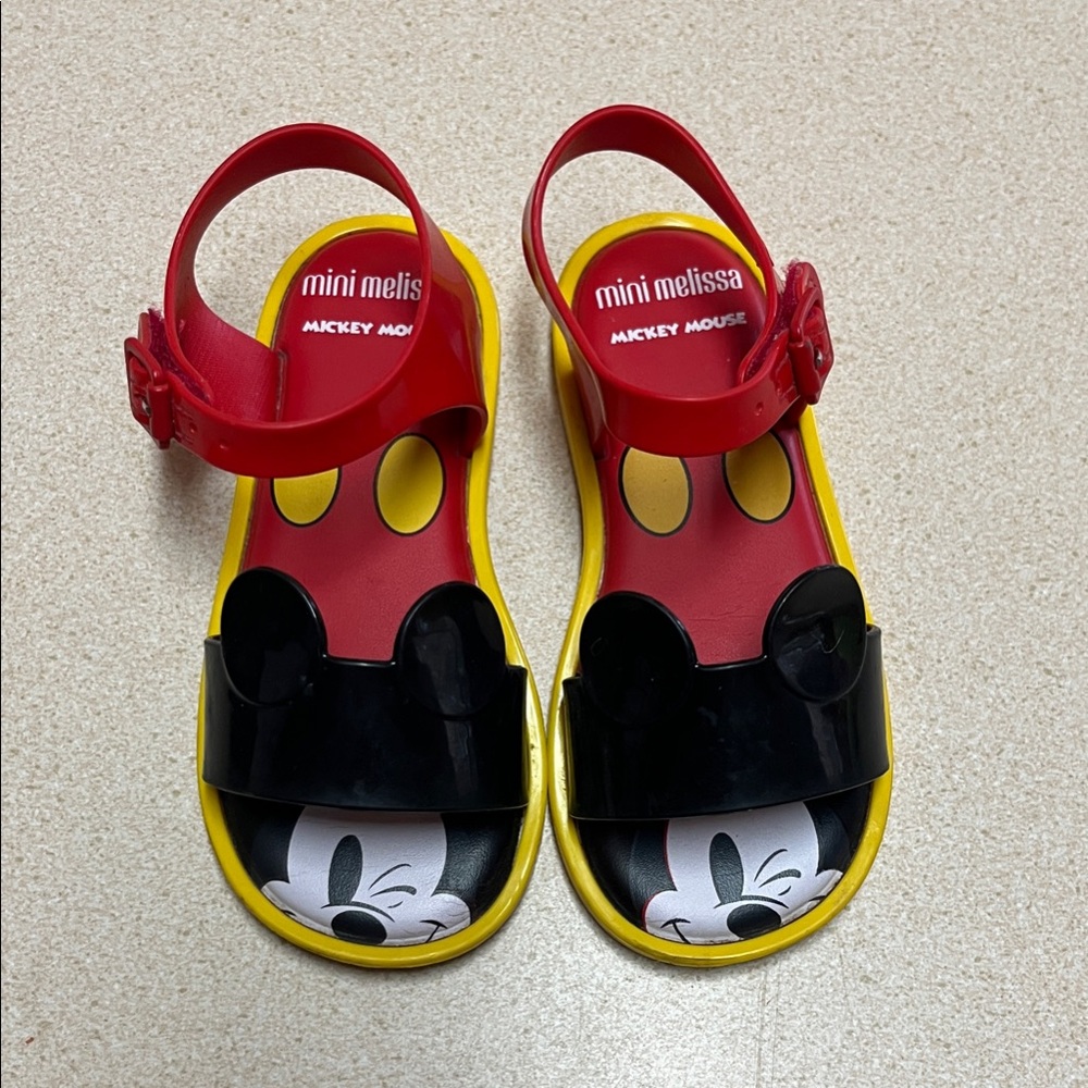 Mini Melissa Mickey Mouse Kids Sandals - Red, Black, and Yellow 10 Toddler